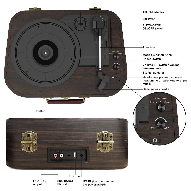 Record Player A3, Turntable, Record Player With 2 Stereo Speakers--Selling On Temu Is Prohibited
