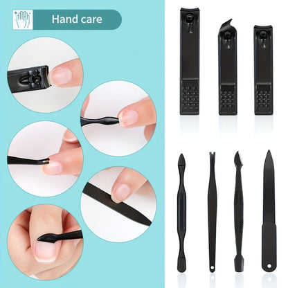 10-piece Black Nail Clipper Set With Travel Case, Professional Cuticle Nippers And Nail Clippers, Complete Grooming Kit For Home And Travel